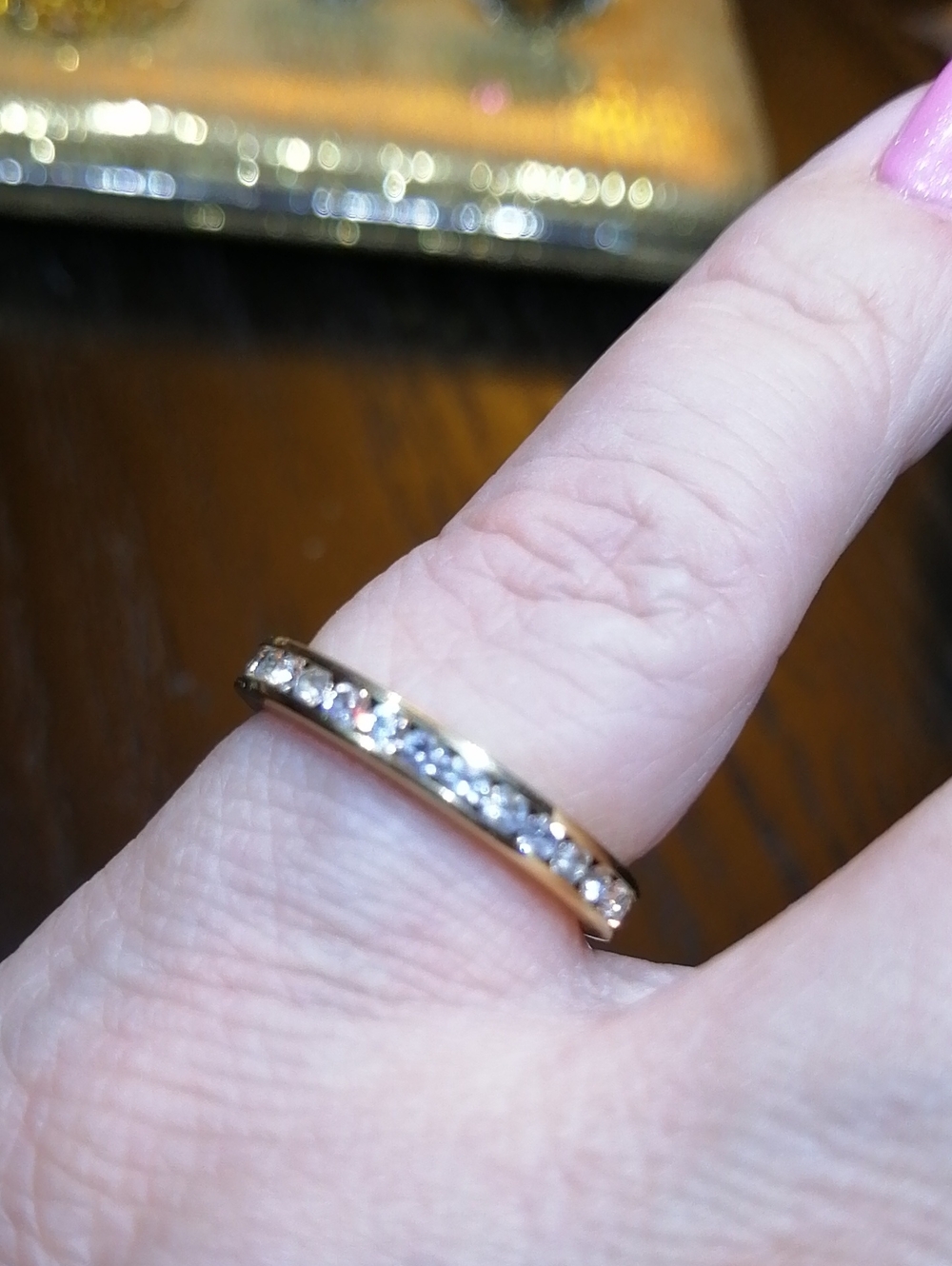 14 K Gold Plated Ring With Crystals Size 7. New